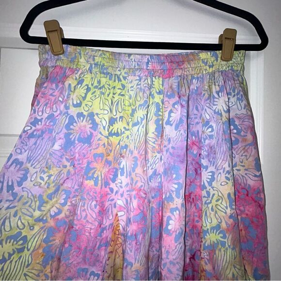 Norm Thompson Pull On Tie Dye Ombre Mix Floral Print Maxi Shirt - Picture 2 of 6